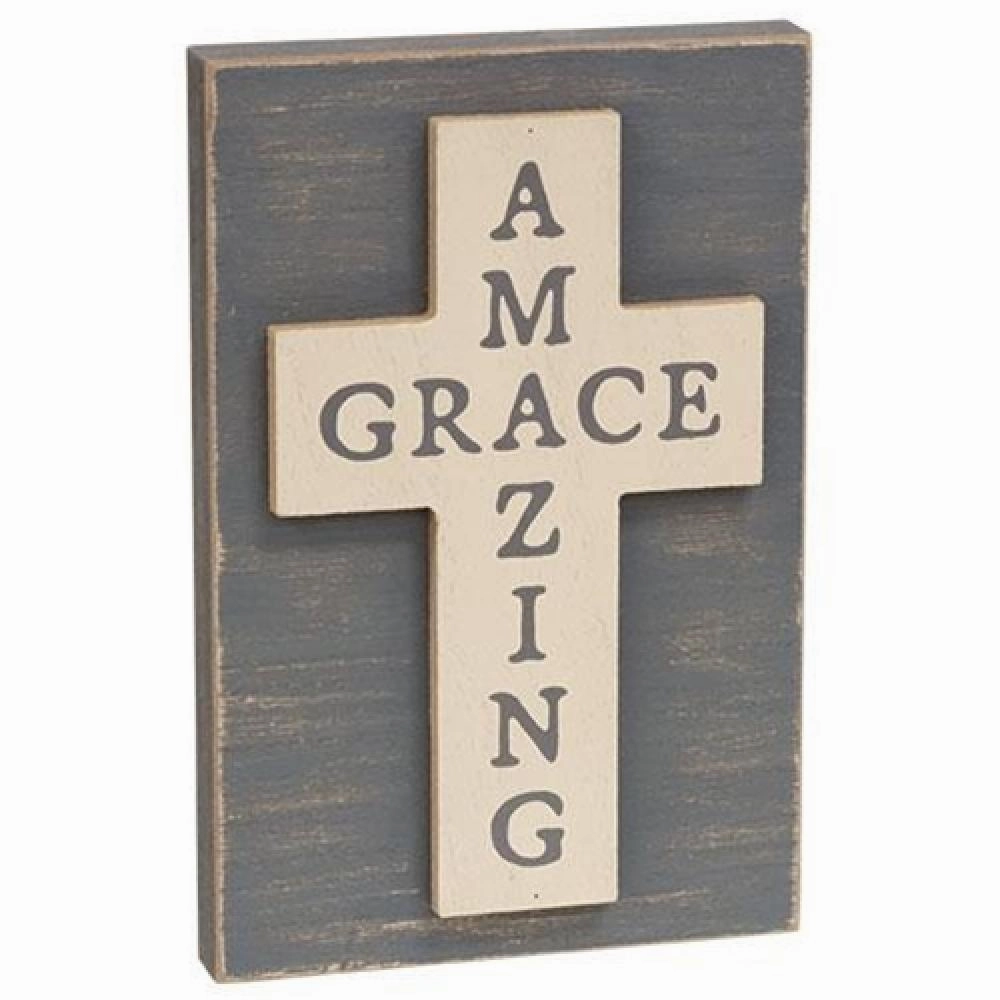 *Amazing Grace Layered Wooden Cross Block