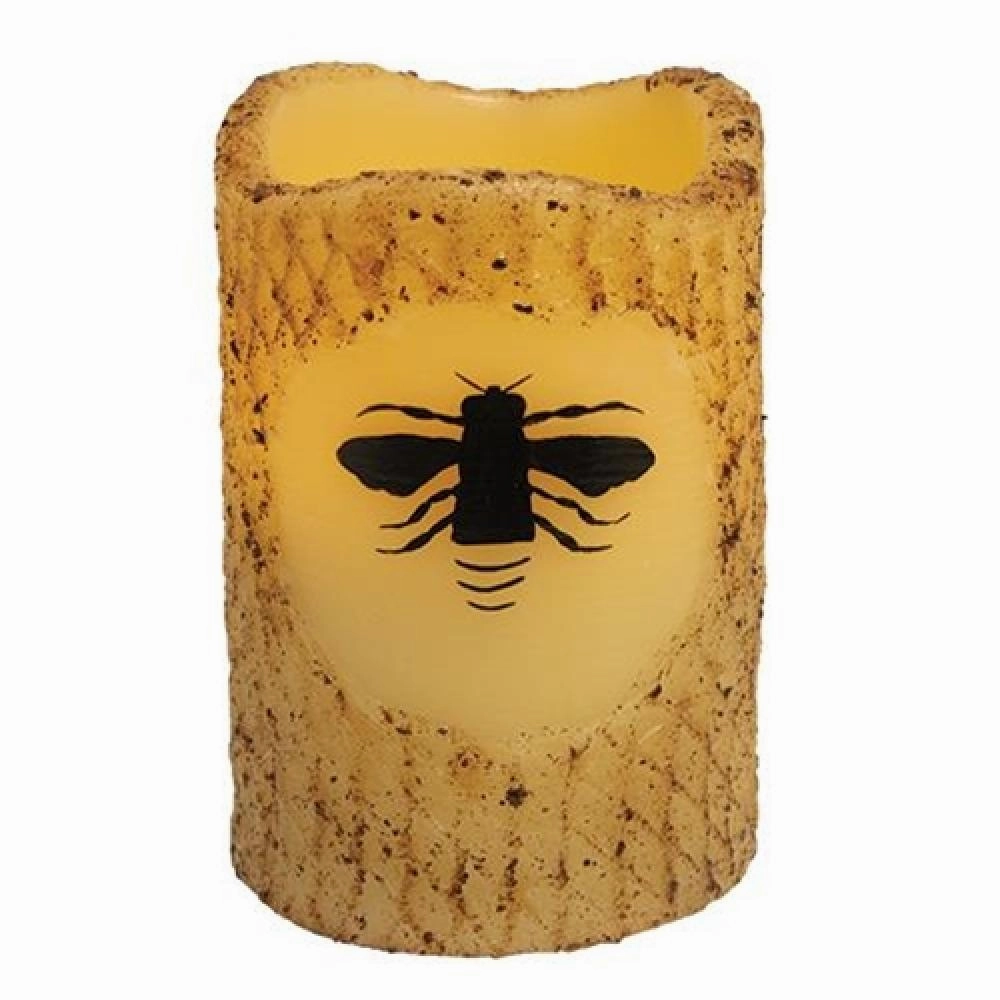 *Bee Burnt Ivory Timer Pillar Candle