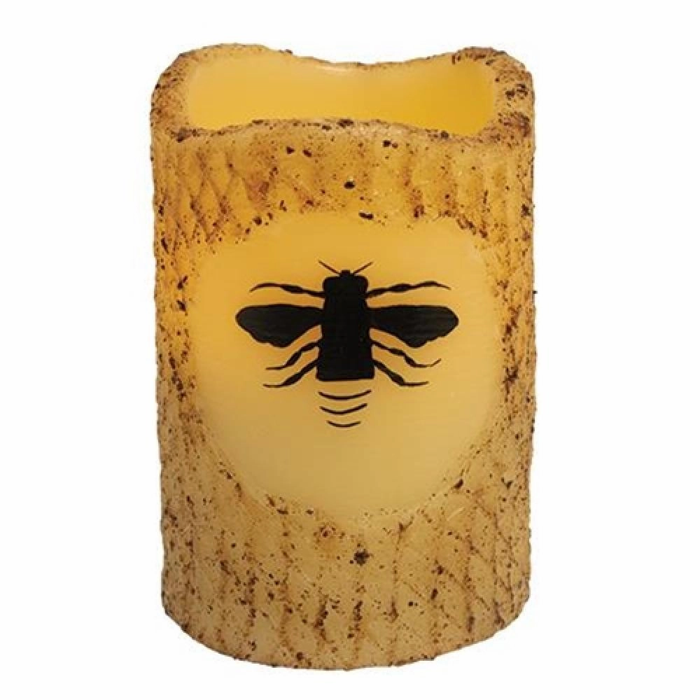 *Bee Burnt Ivory Timer Pillar Candle