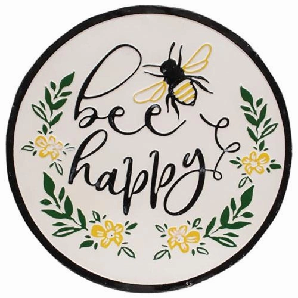 *Bee Happy Distressed Enamel Sign