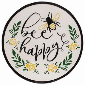 *Bee Happy Distressed Enamel Sign