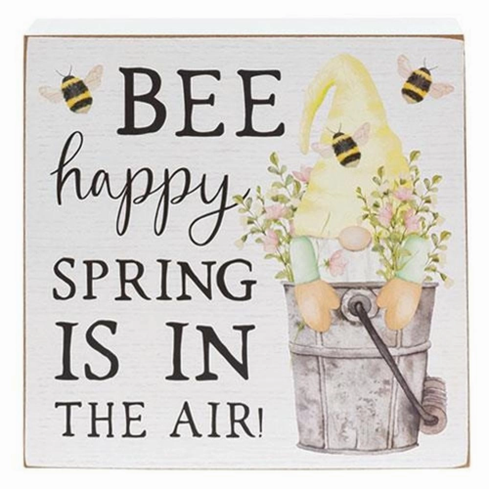 *Bee Happy Spring is in the Air Gnome Box Sign