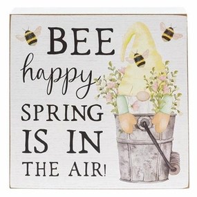 *Bee Happy Spring is in the Air Gnome Box Sign