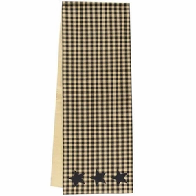 *Black & Tan Check Star Applique Long Runner