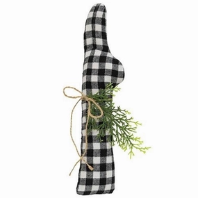 *Black & White Buffalo Check Felt Peeking Bunny