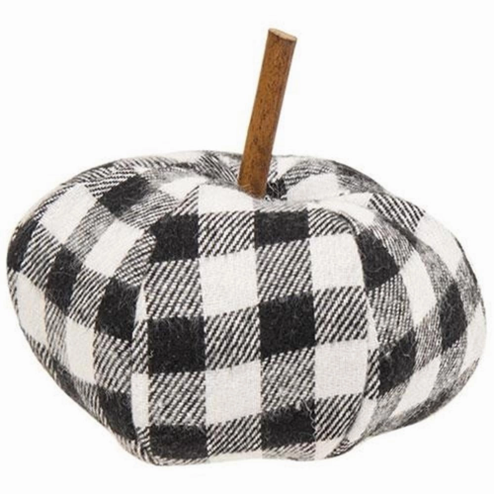 *Black & White Buffalo Check Stuffed Felt Pumpkin 3"