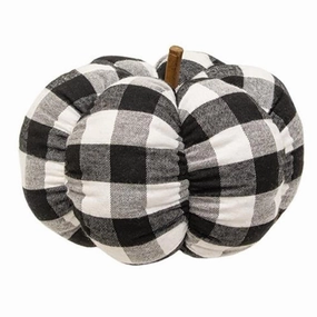 *Black & White Buffalo Check Stuffed Pumpkin 8"