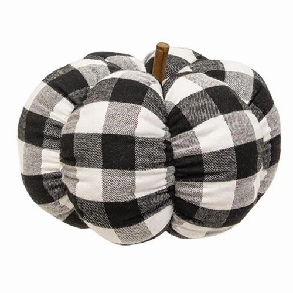 *Black & White Buffalo Check Stuffed Pumpkin 8"