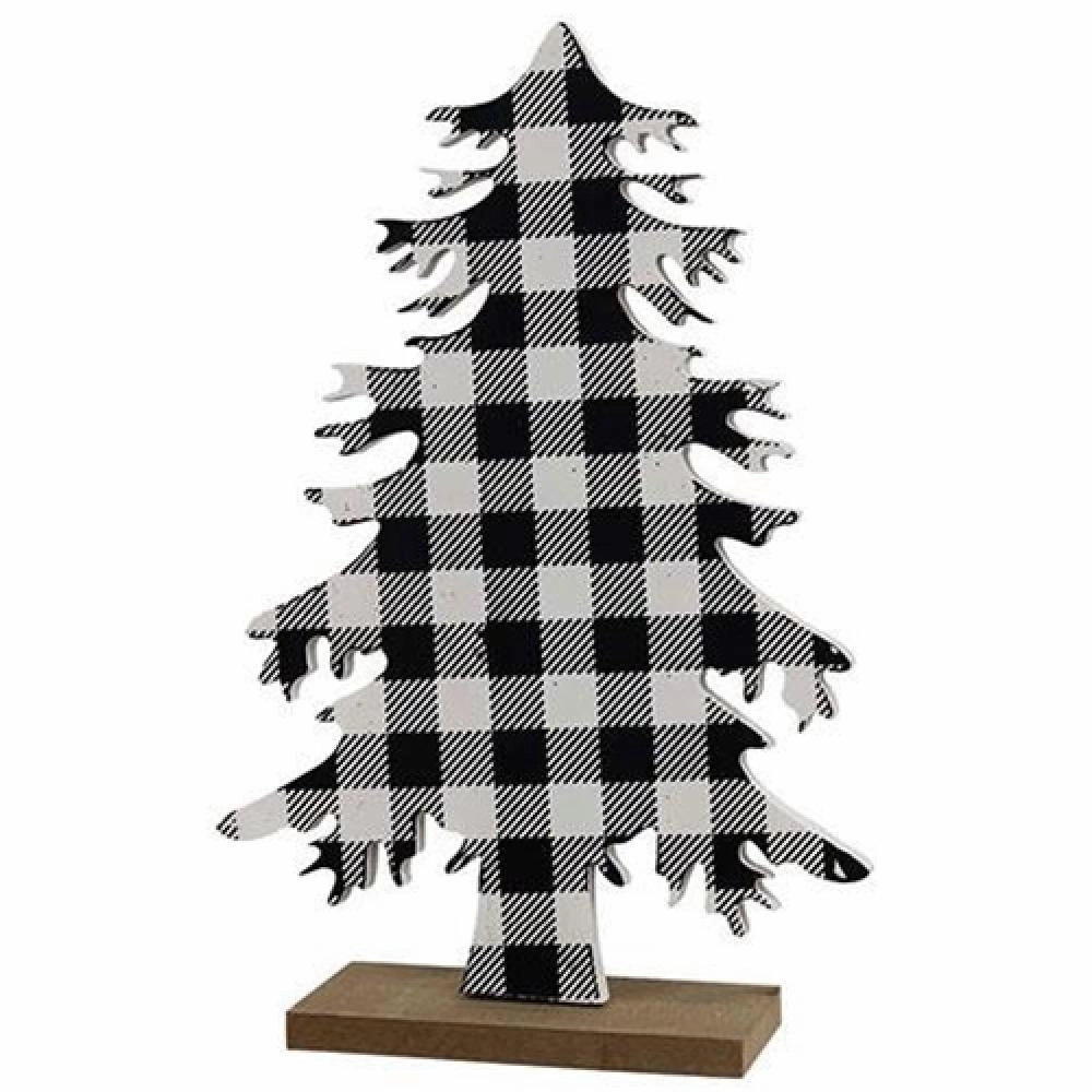 *Black & White Buffalo Check Wood Tree Large