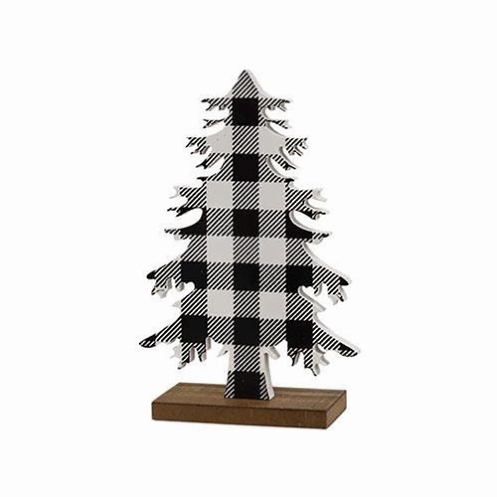 *Black & White Buffalo Check Wood Tree Small