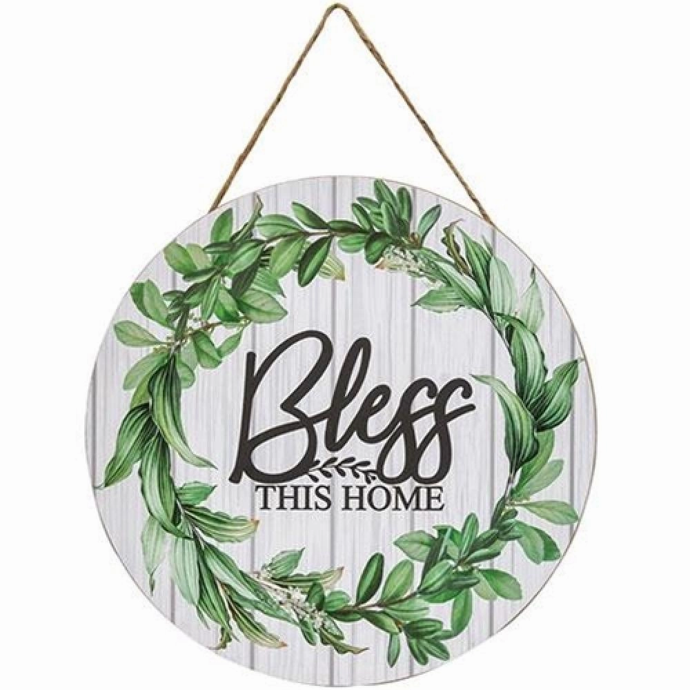 *Bless This Home Slat Look Floral Sign