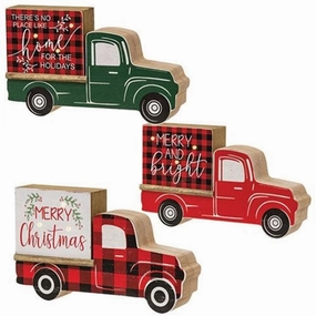 *Buffalo Check Christmas Truck with LED Lights 3 Asstd.
