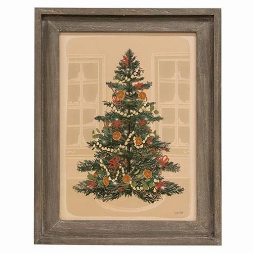 *Christmas Tree Gray Wood Framed Sign
