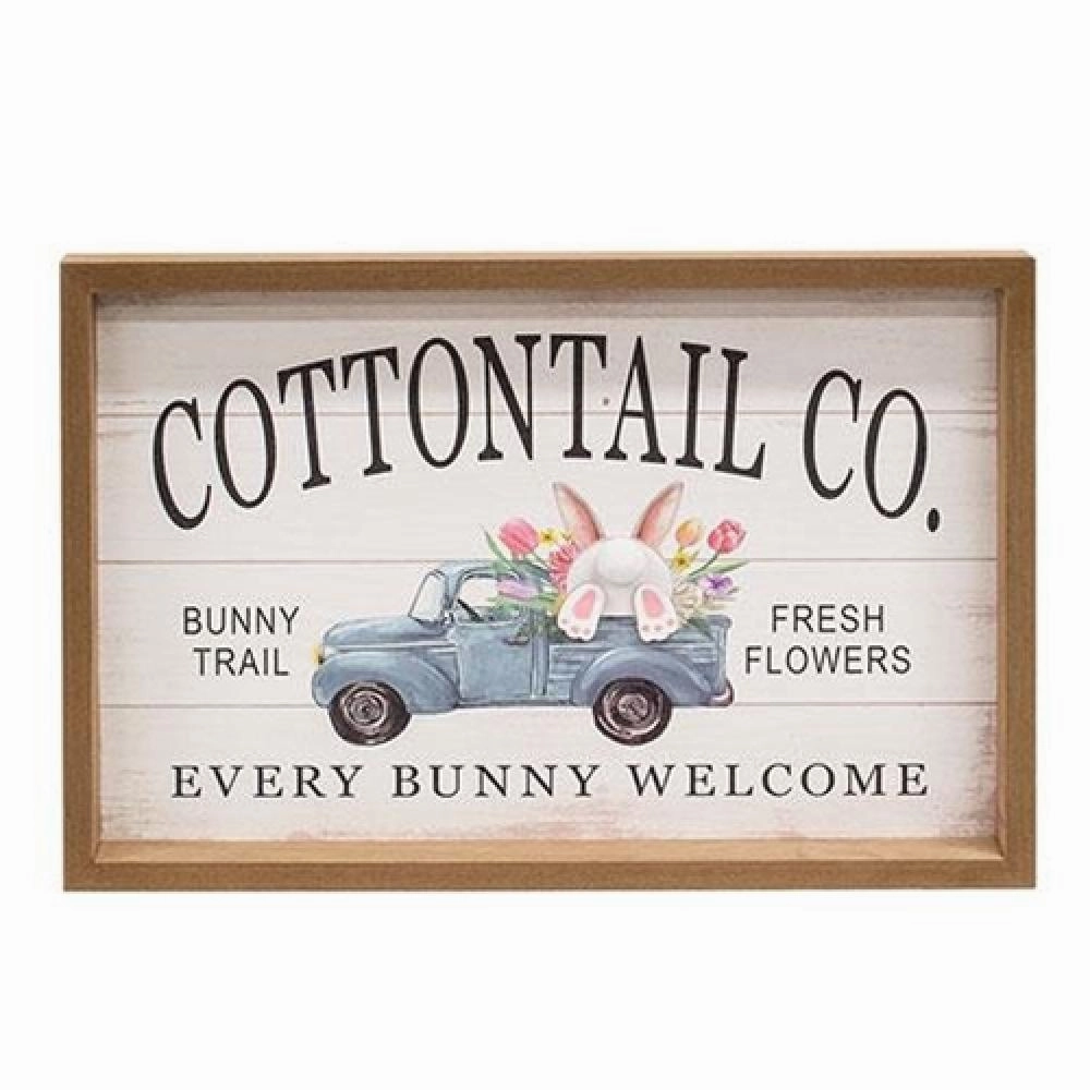 *Cottontail Co Bunny Truck Wood Framed Sign