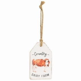 *Country Dairy Farm Cow Wood Tag