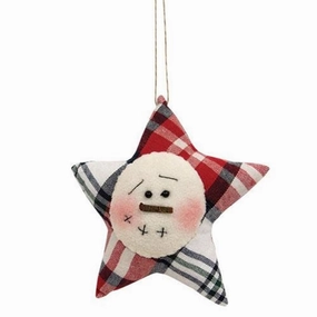 *Crimson Plaid Snowman Star Ornament