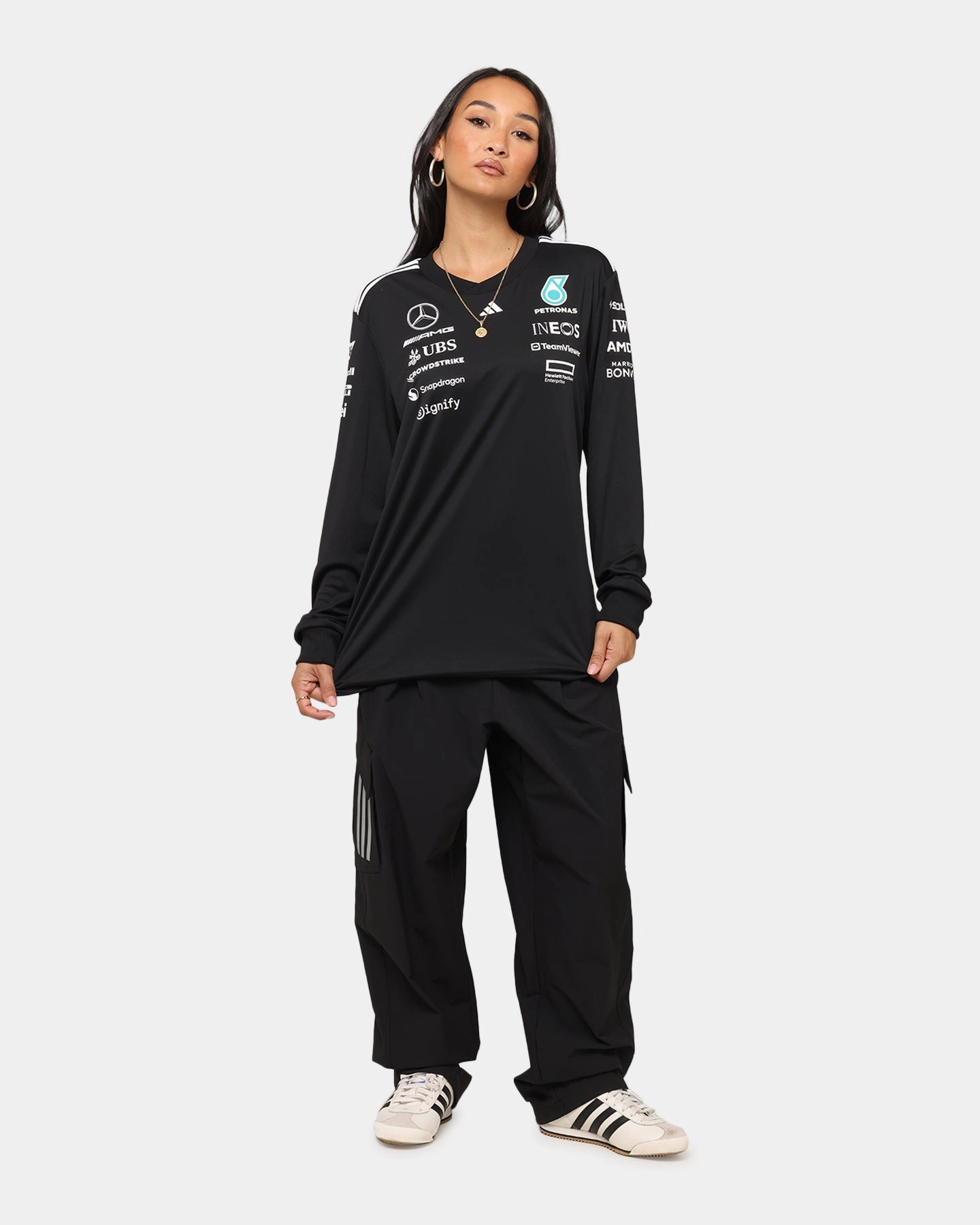 adidas x Mercedes-AMG PETRONAS Formula One F1 2025 Team Long Sleeve Driver T-Shirt Black