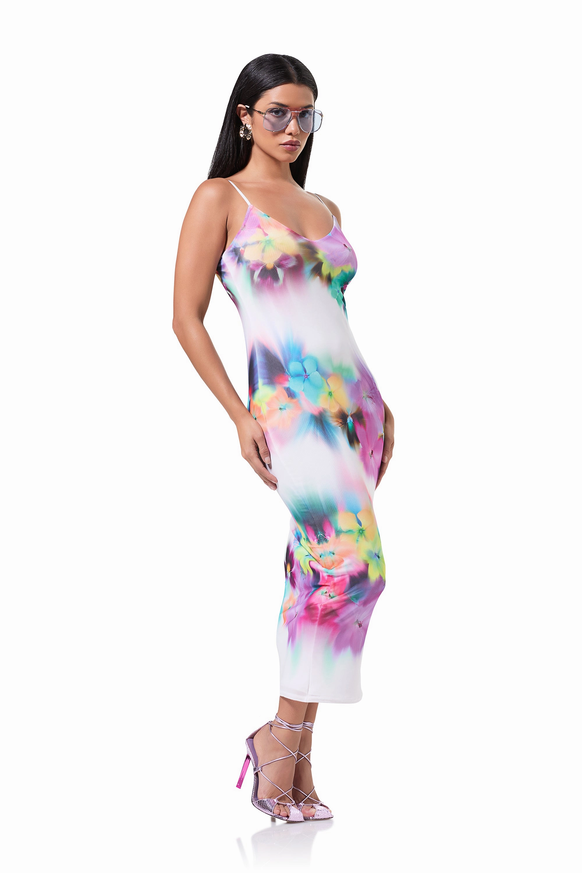 Amina Mesh Dress - Blur Pansy