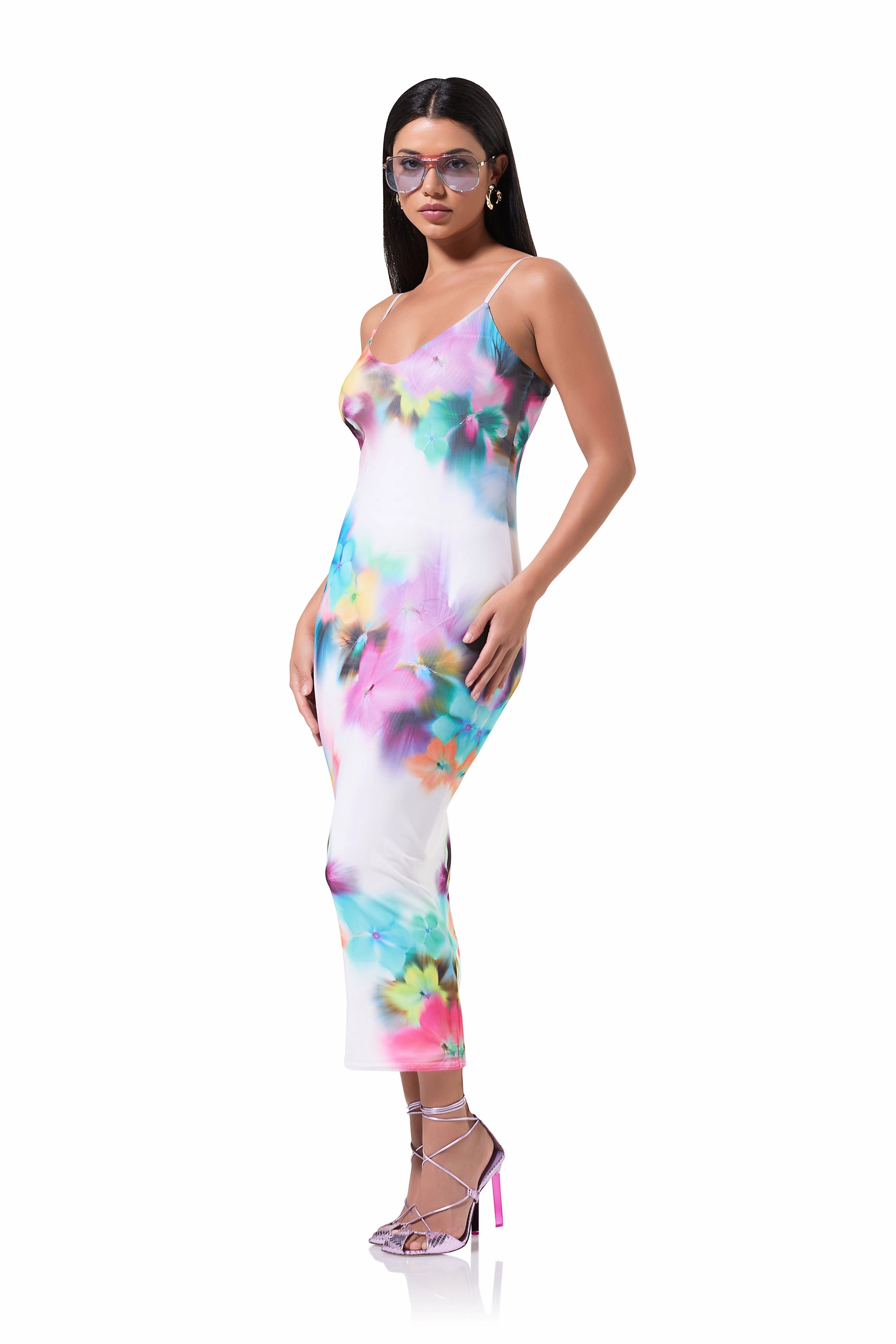 Amina Mesh Dress - Blur Pansy