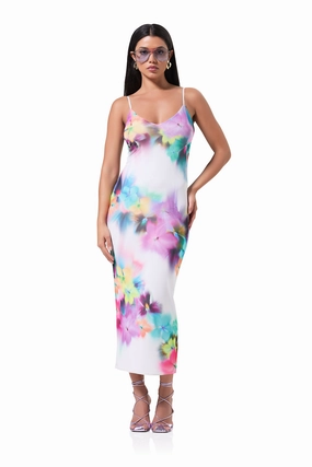 Amina Mesh Dress - Blur Pansy