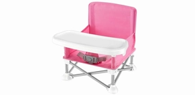 Baby Booster Seat - Portable Folding High Chair with Tray, Pink