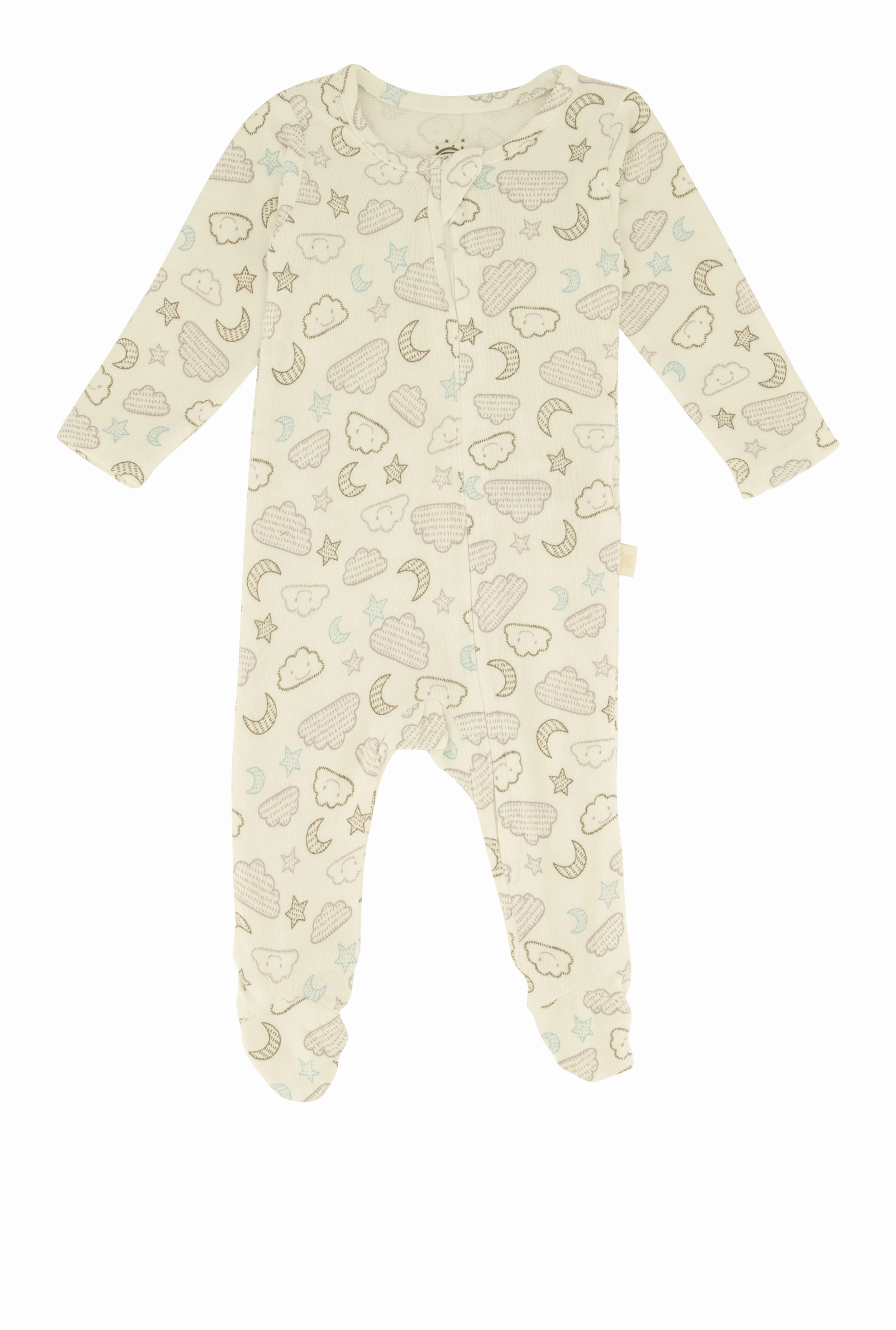 Baby Boys 0-9M Cloud Print Zip Front Footed Jumpsuit