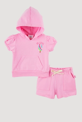 Baby Girls 0-9M So Cool Graphic Hooded Top and Shorts
