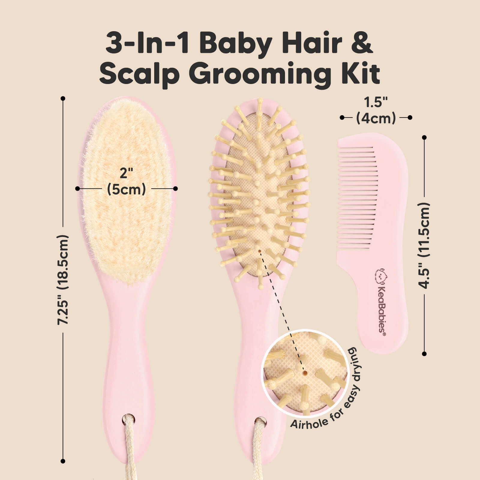 Baby Hair Brush and Comb Set (Blush)