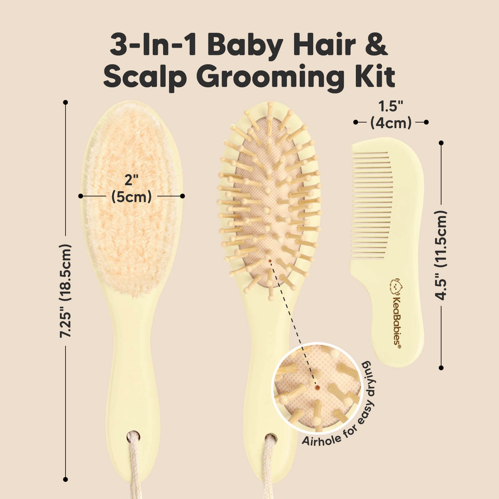 Baby Hair Brush and Comb Set (Lemon)