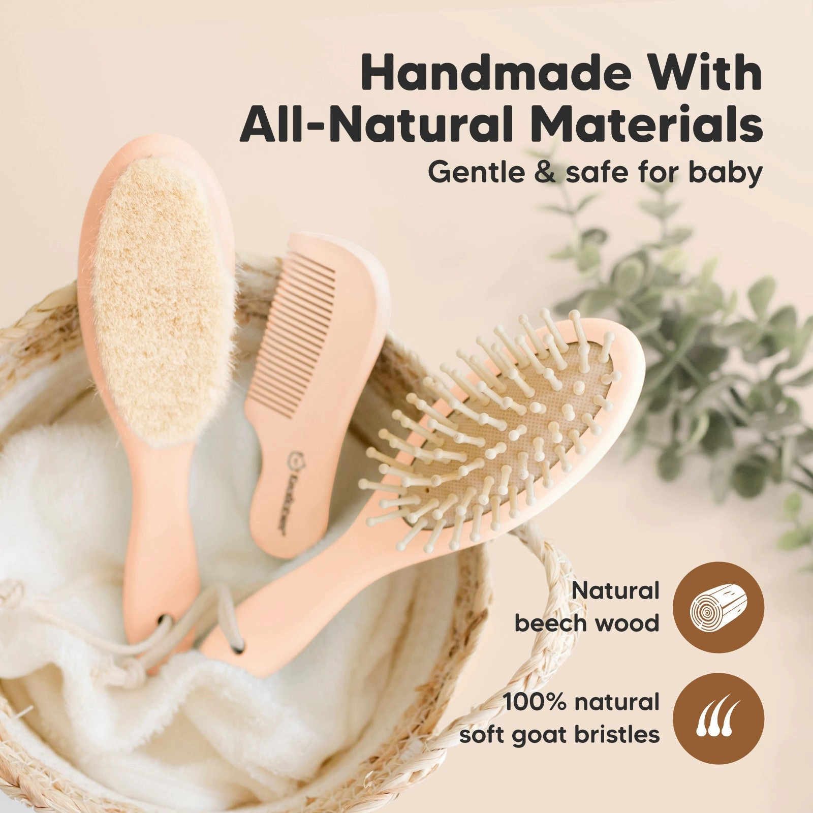 Baby Hair Brush and Comb Set (Peach)