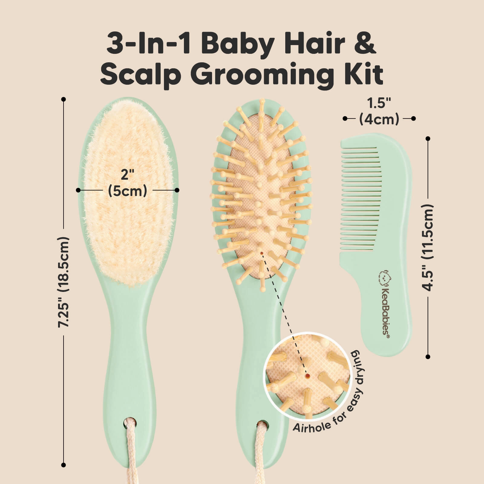 Baby Hair Brush and Comb Set (Sage)