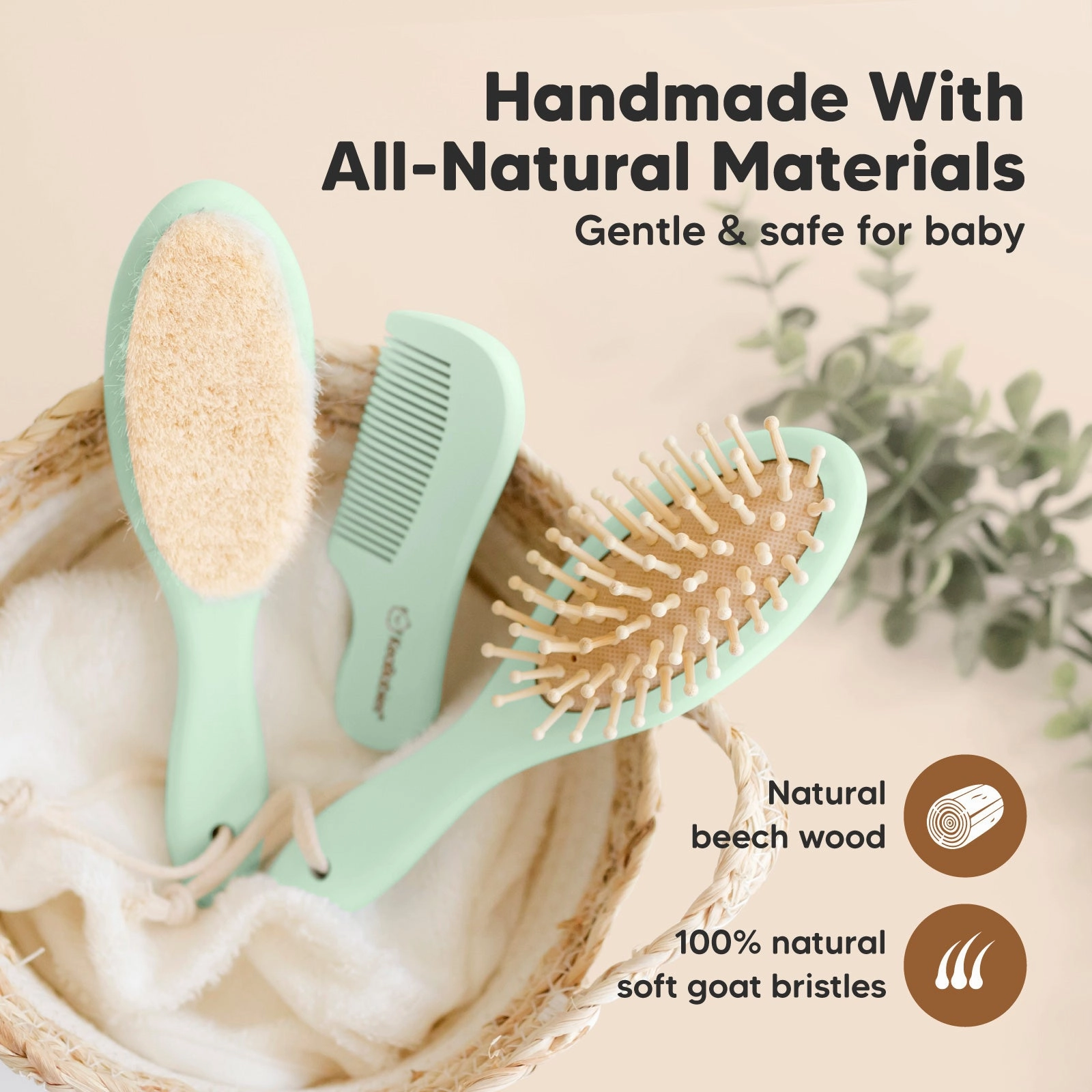 Baby Hair Brush and Comb Set (Sage)