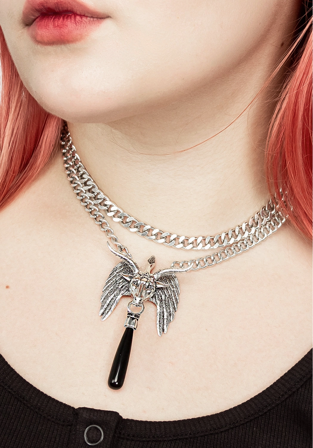 BAPHOMET BLACK AGATE CHAIN CHOKER