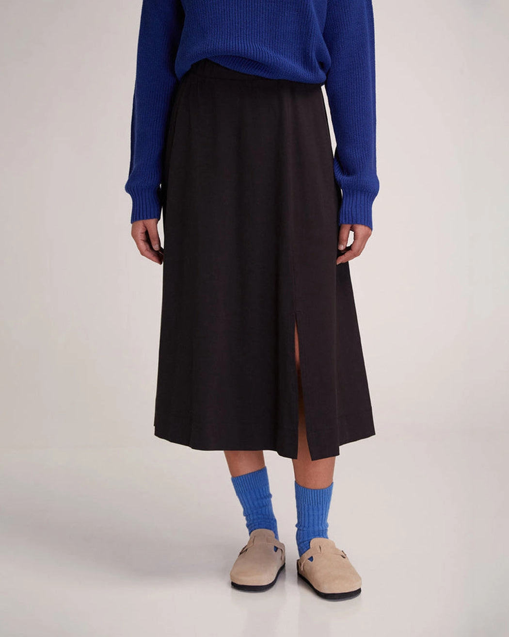 Black Jersey Slit Skirt