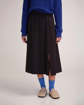 Black Jersey Slit Skirt