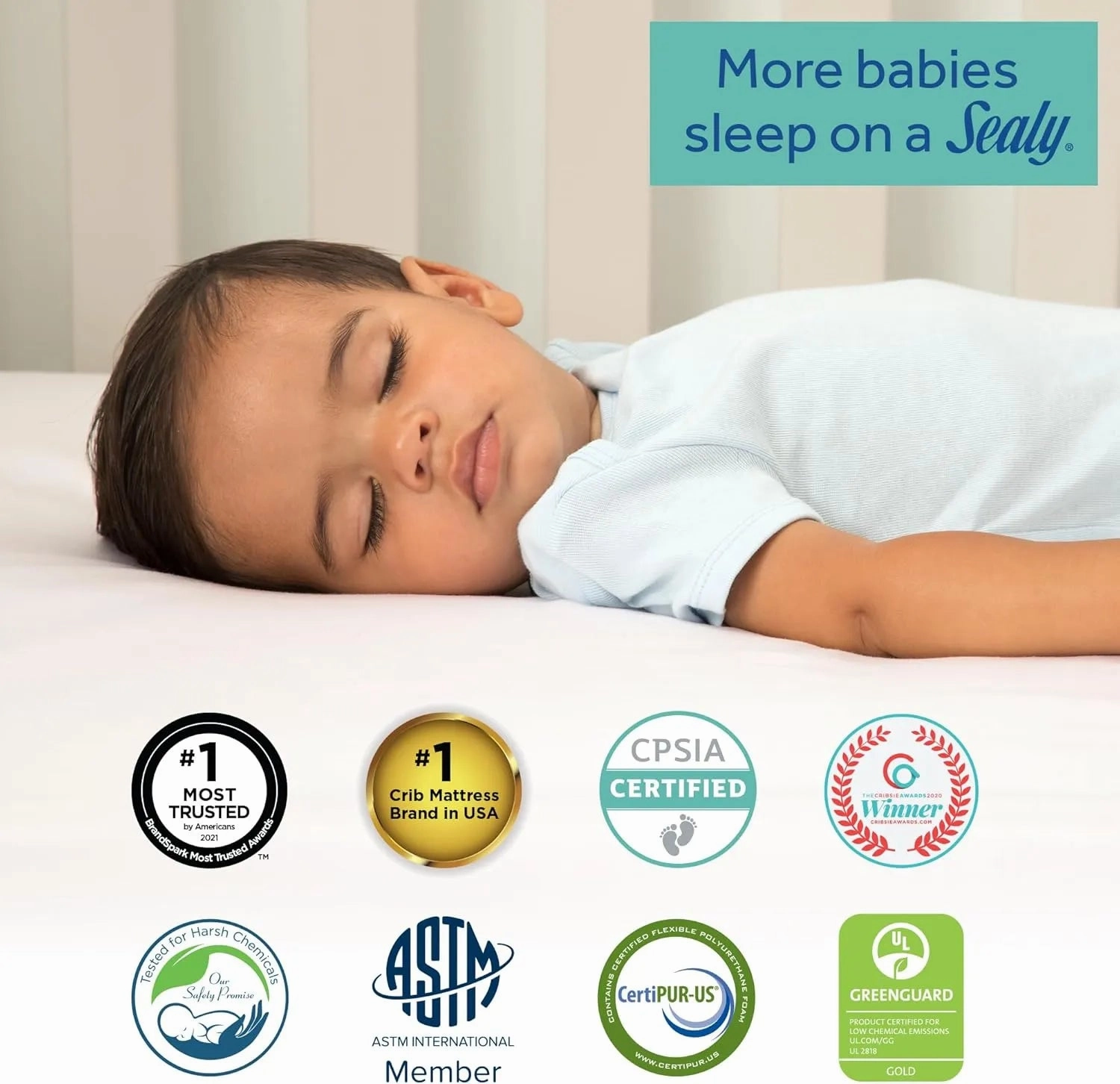 Bundle of Sealy Baby Ortho Rest Extra Firm Waterproof Baby Crib Mattress