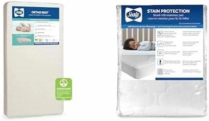 Bundle of Sealy Baby Ortho Rest Extra Firm Waterproof Baby Crib Mattress