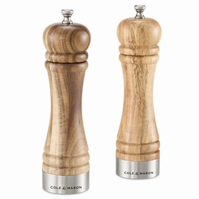 Camden Salt and Pepper Grinder Set: Traditional Wood Shakers, Spot Clean, 2-Piece, Brown