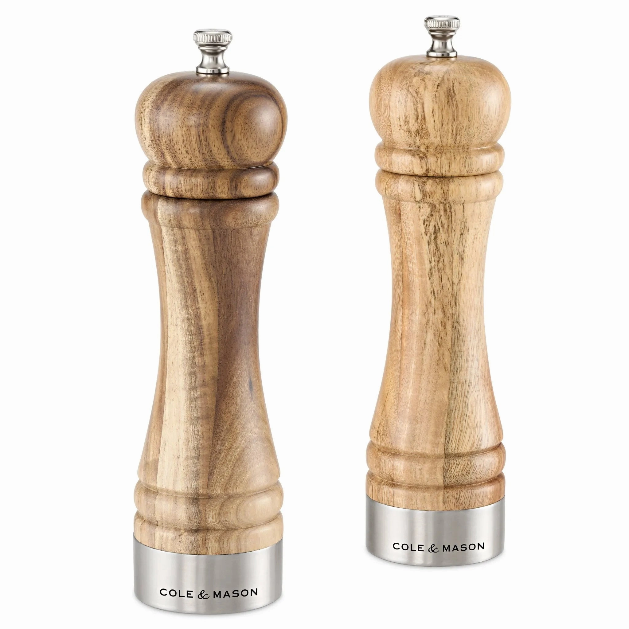 Camden Salt and Pepper Grinder Set: Traditional Wood Shakers, Spot Clean, 2-Piece, Brown