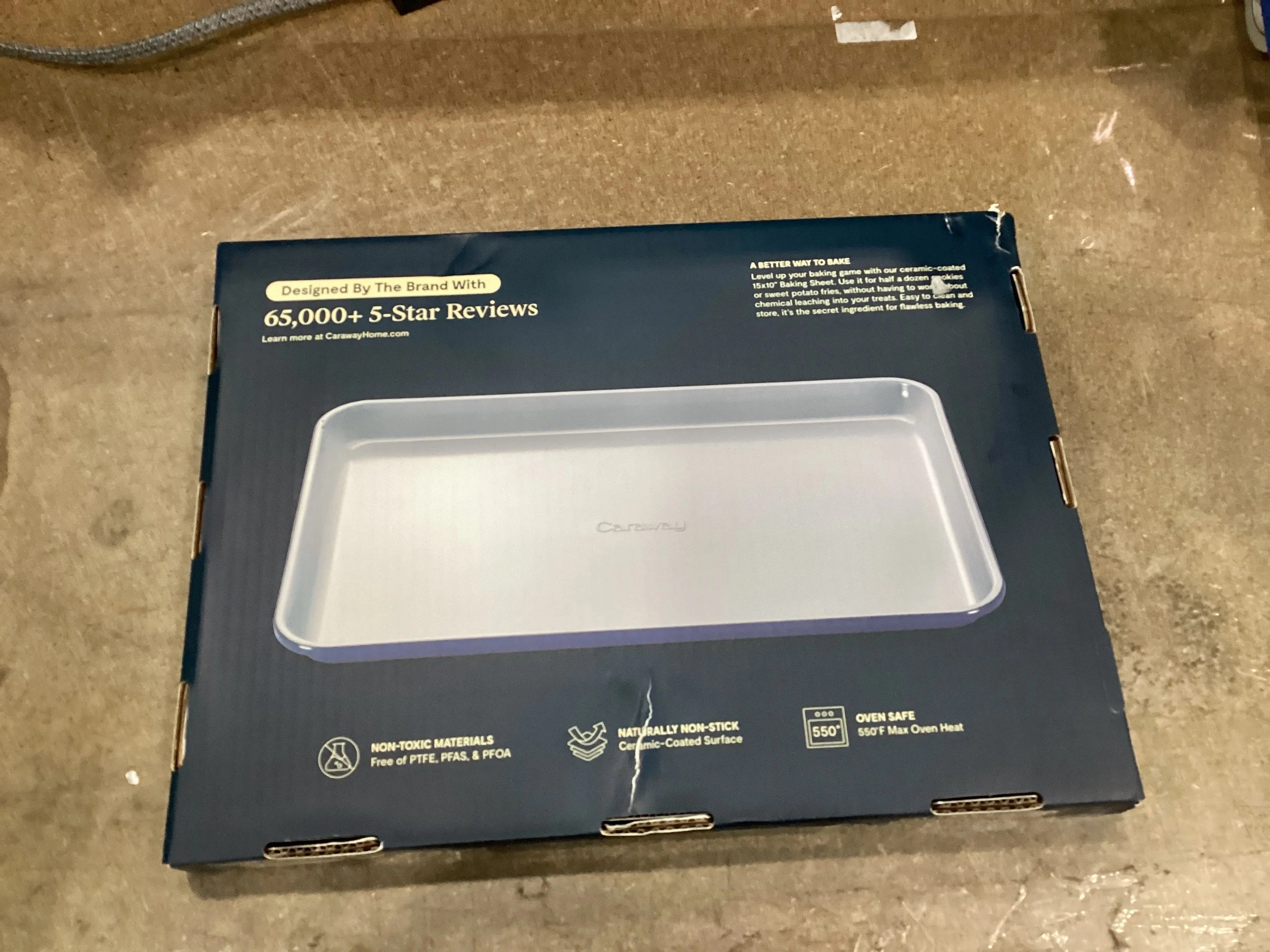 Caraway Non-Stick Ceramic Medium Baking Sheet Navy: Aluminized Steel, Rectangle, Hand Wash, Cookie Sheet, 1 Year Warranty