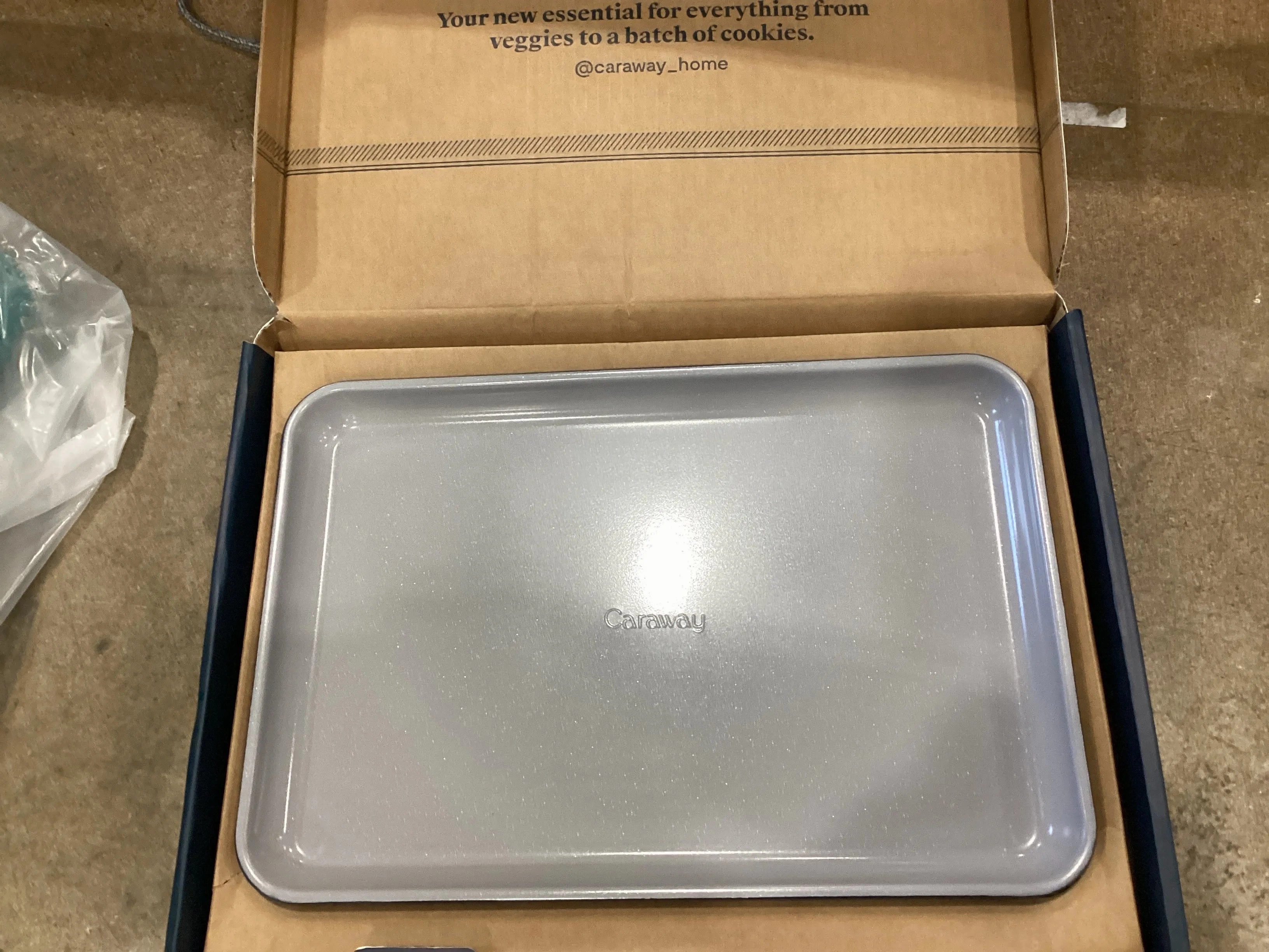 Caraway Non-Stick Ceramic Medium Baking Sheet Navy: Aluminized Steel, Rectangle, Hand Wash, Cookie Sheet, 1 Year Warranty
