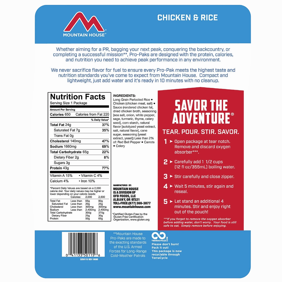 Chicken & Rice Gluten Free Pro Pak