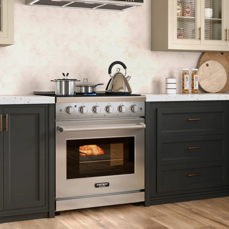 Costway 30 Inches 120V Natural Gas Range with 5 Burners Cooktop