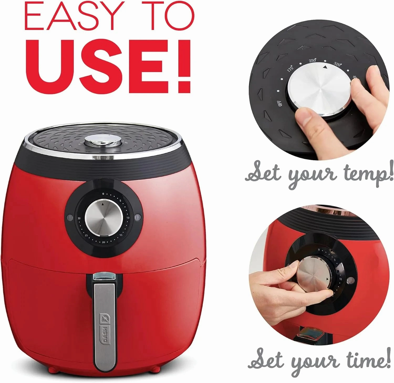 Deluxe Air Fryer 6 QT- Red