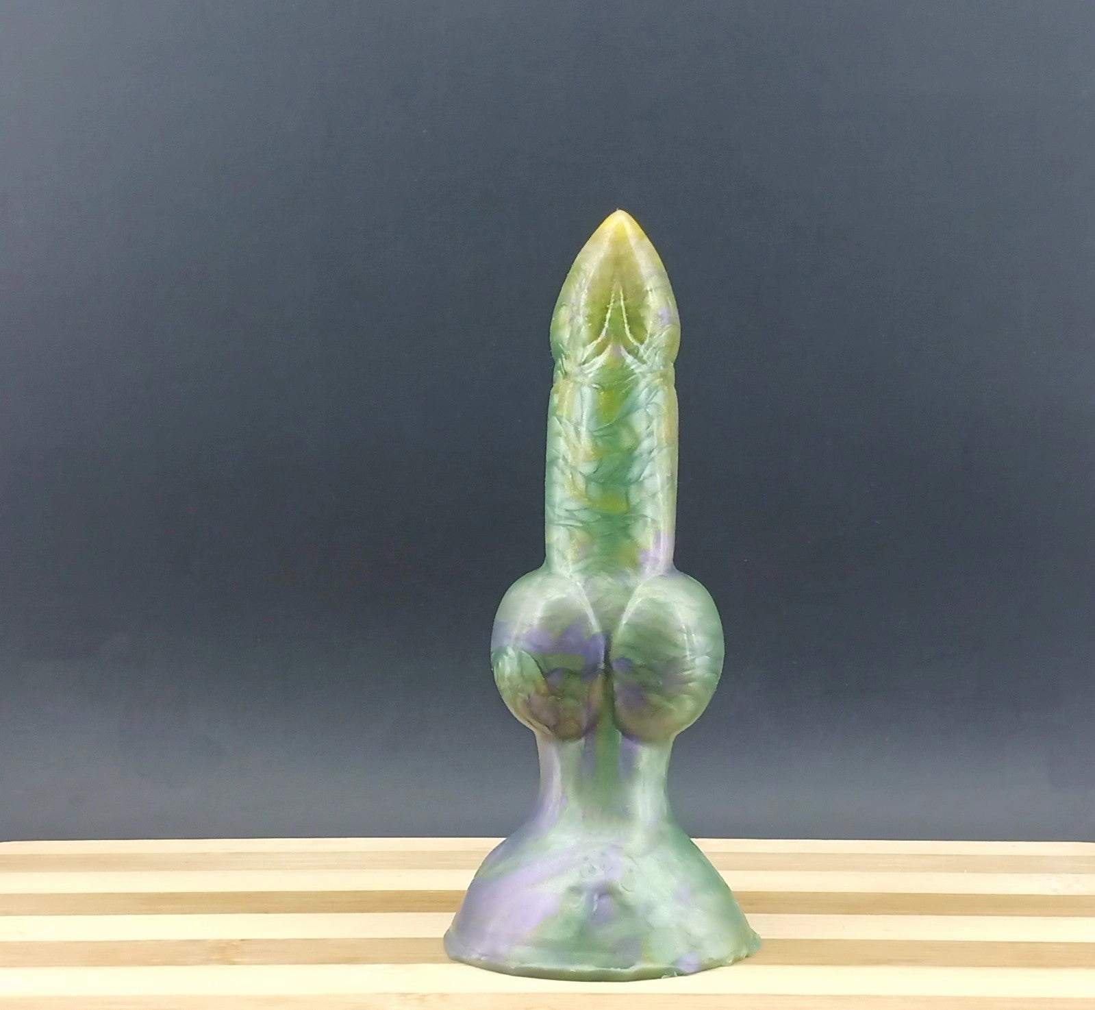 Dggo - Knot Dildo - Small Size - Mardi Gras Color - 00-30 Firmness