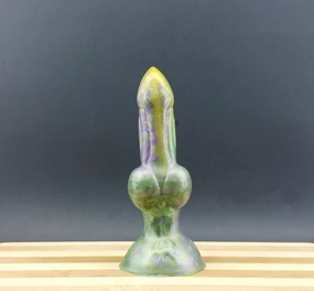 Dggo - Knot Dildo - Small Size - Mardi Gras Color - 00-30 Firmness