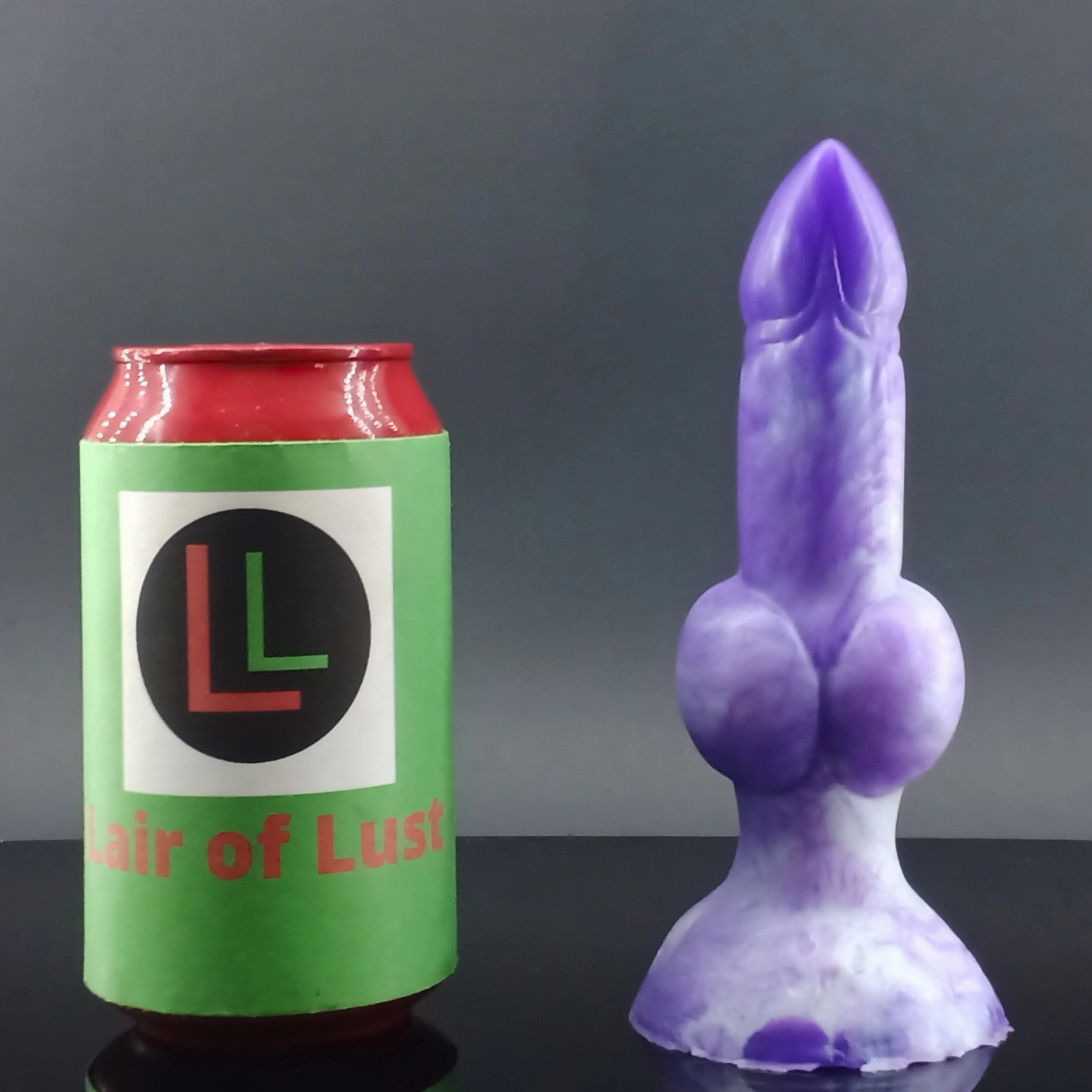Dggo - Knot Dildo - Small Size - Purple and White Marble - GITD - 00-30 Firmness - Suction Cup
