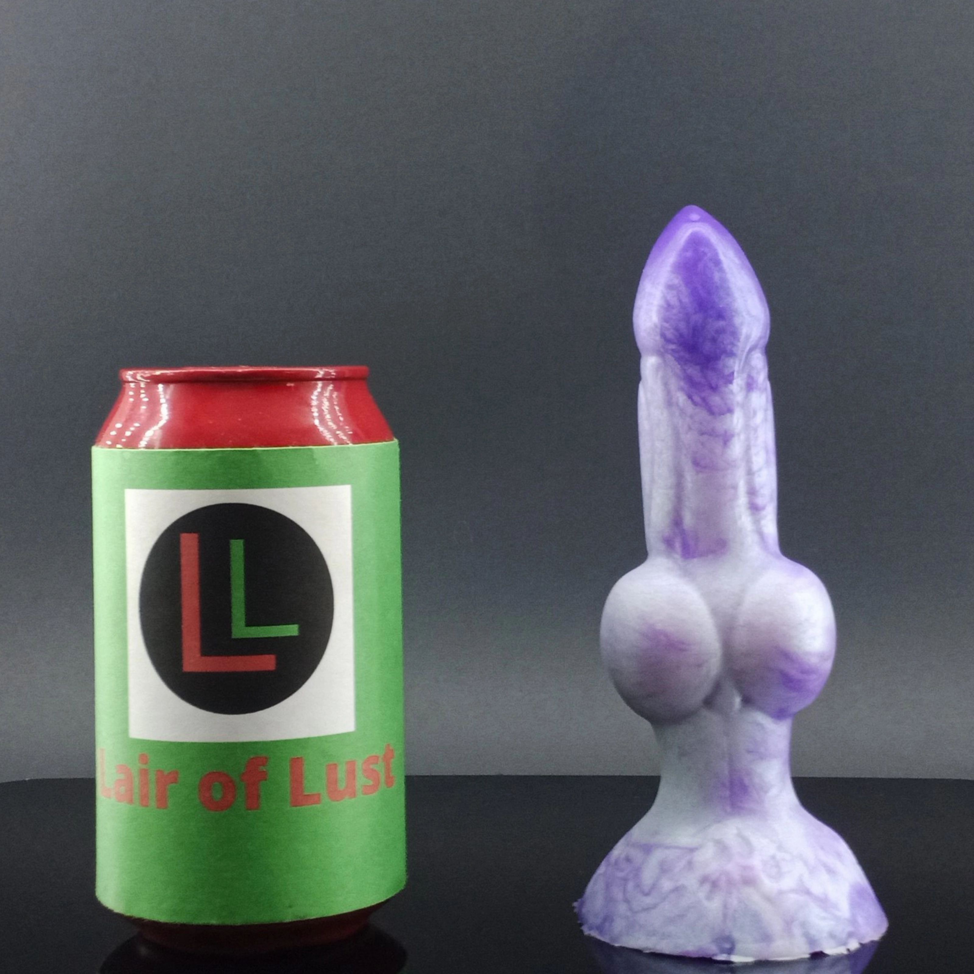 Dggo - Knot Dildo - Small Size - Purple and White Marble - GITD - 00-30 Firmness - Suction Cup