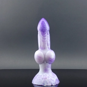 Dggo - Knot Dildo - Small Size - Purple and White Marble - GITD - 00-30 Firmness - Suction Cup