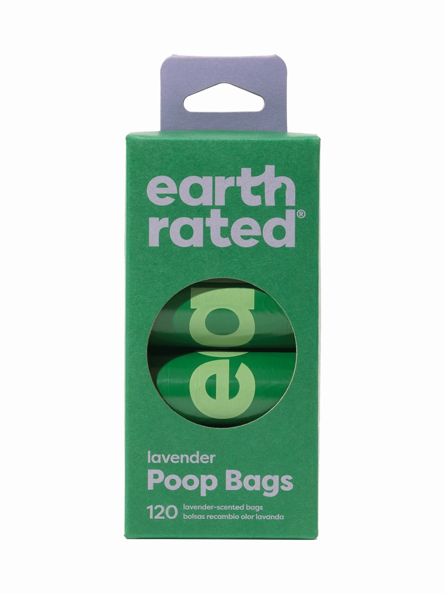 Earth Rated Lavender Scented Dog Waste Bags, 8 Refill Rolls 120-Count